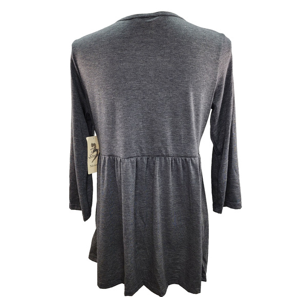 NWT Three Season Maternity Shirt Large Black Gray Long Empire Waist Stretchy Top - Picture 7 of 15